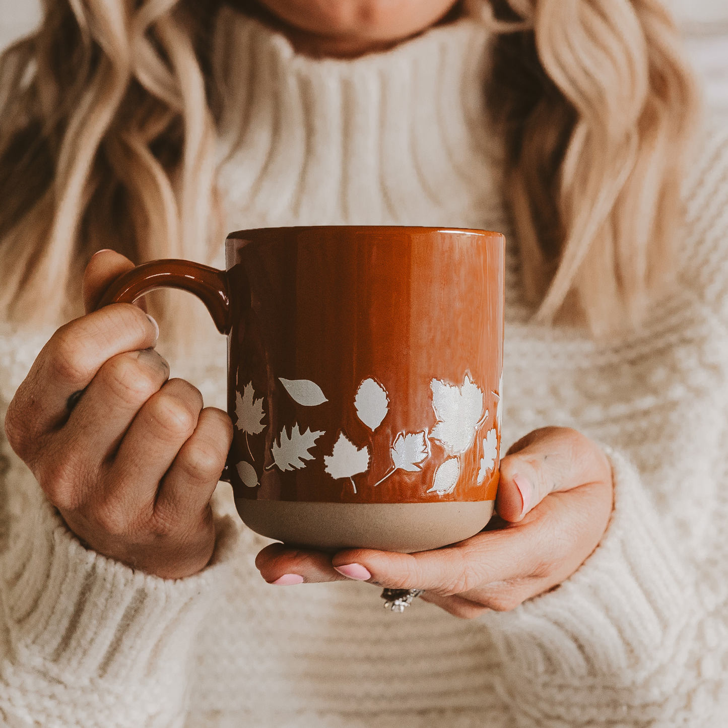 Stoneware Coffee Mug - Fall Leaves