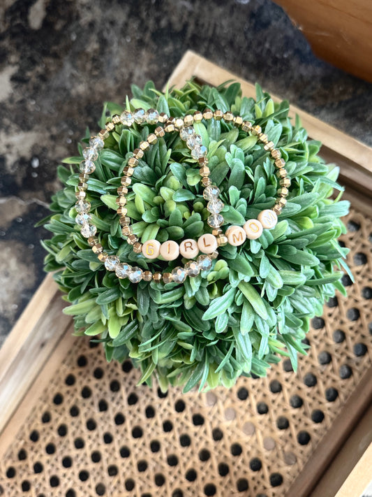 Girl Mom Bracelet Set - Pink