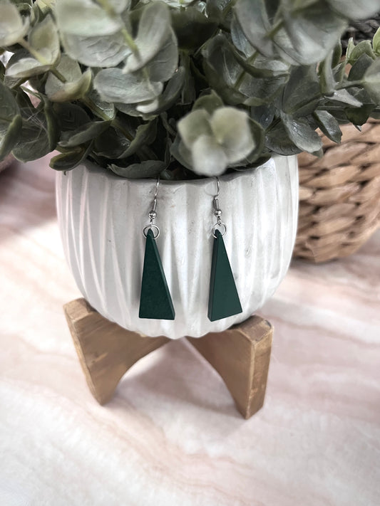 Triangle Drop Earrings - Green