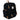 a black backpack with brown trim