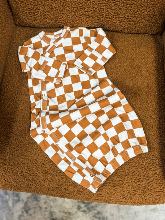 Organic Gown - Stracciatella Checkerboard