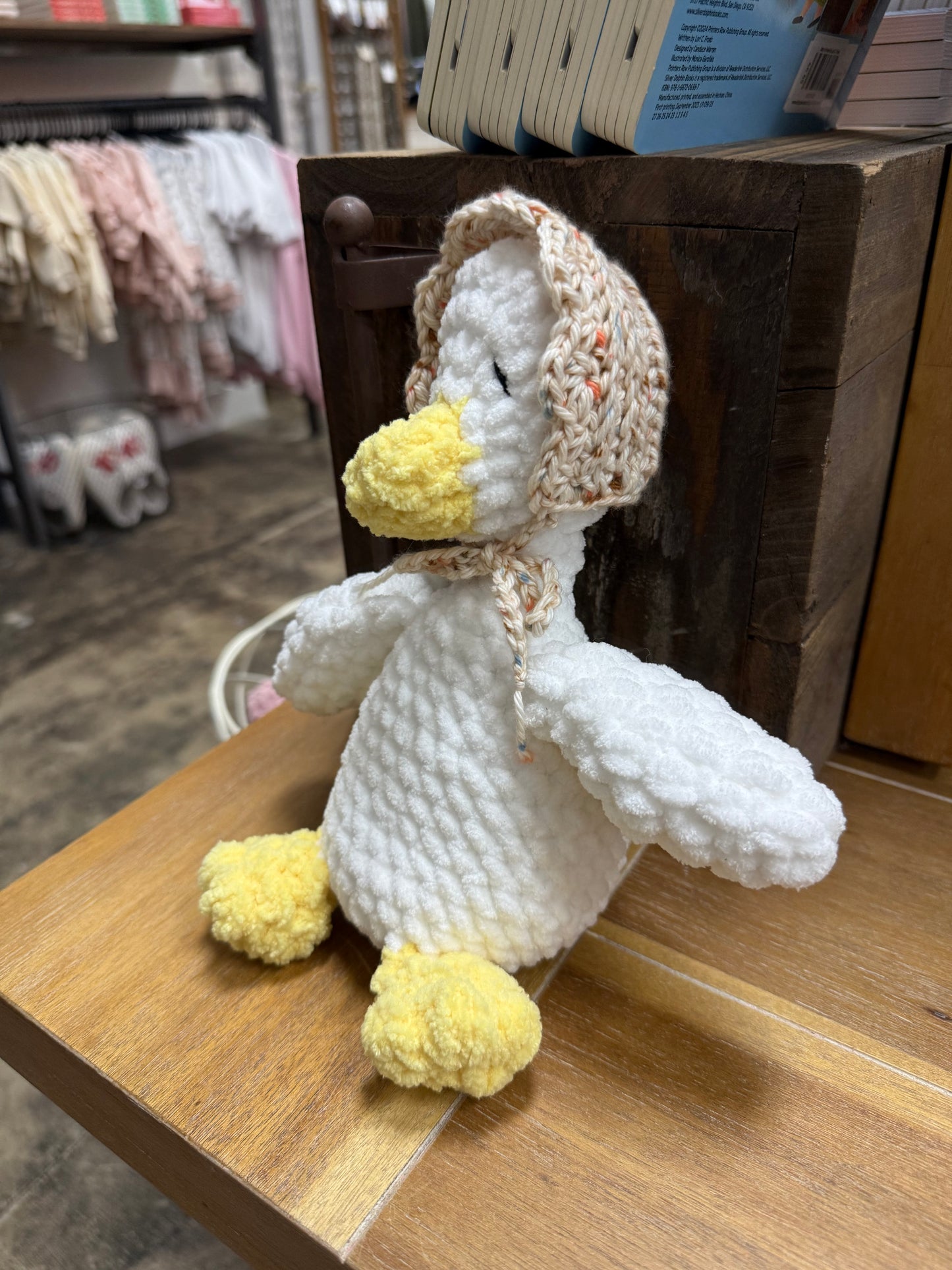 Crocheted Duck with Bonnet