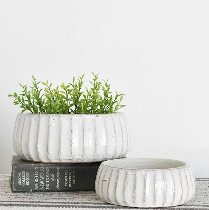 Indented Stripe Concrete Bowl - 2 sizes