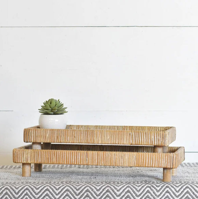 Wooden Striped Trays - 2 sizes