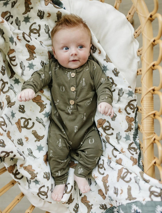 Long Sleeve Button Romper - Nashville