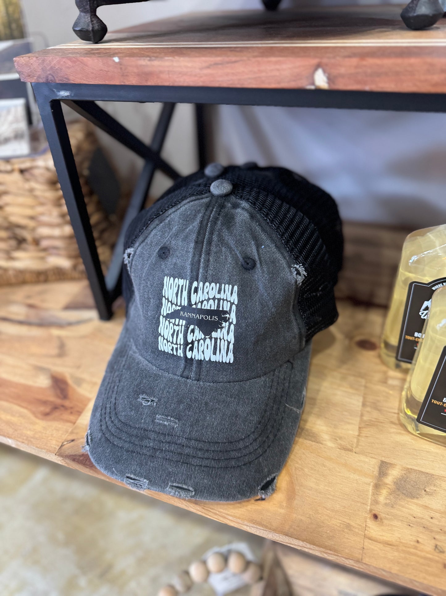 Kannapolis Distressed Black Baseball Hat