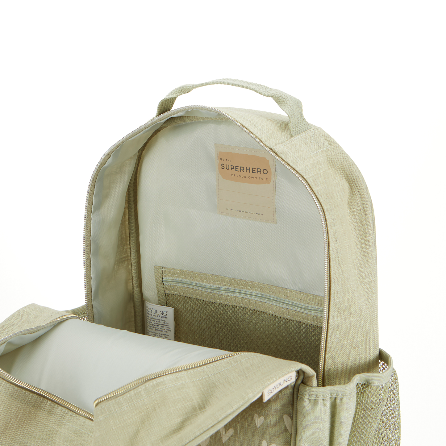 Grade School Backpack - Little Hearts Sage