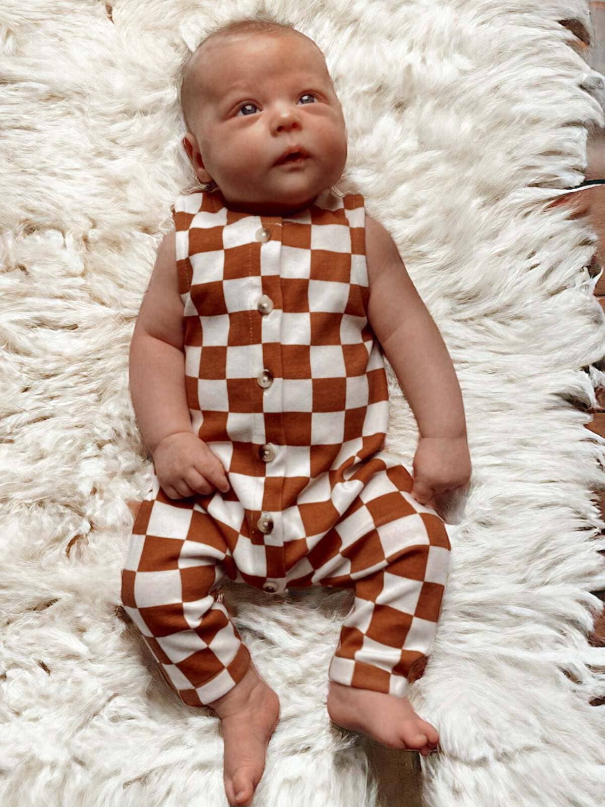 Organic Bay Jumpsuit - Checkerboard