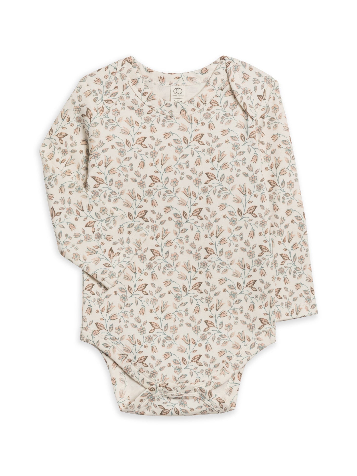 Organic Baby River Onesie - Yuma Floral / Teal + Taupe