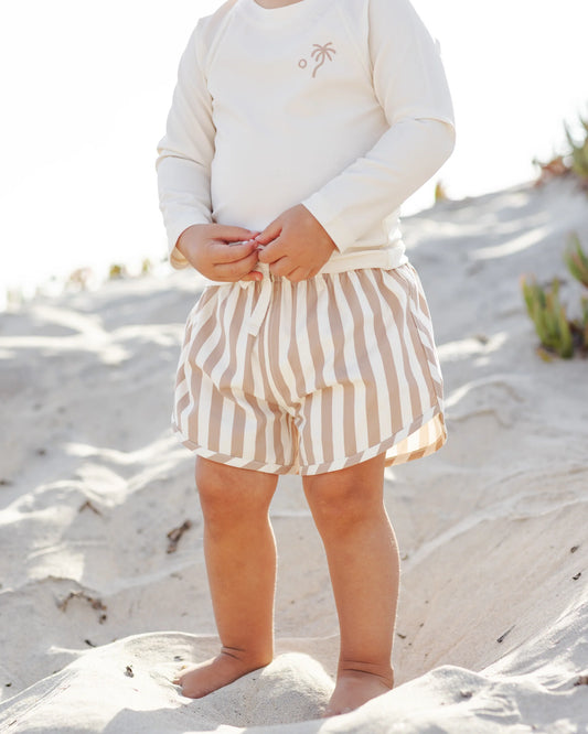 Swim Short - Latte Stripe