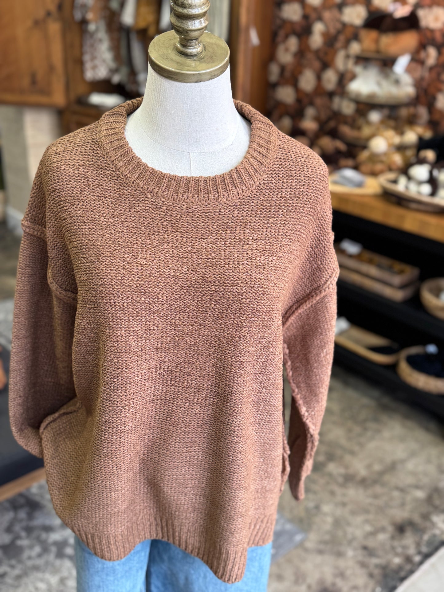 Exposed Seam Sweater - Deep Camel