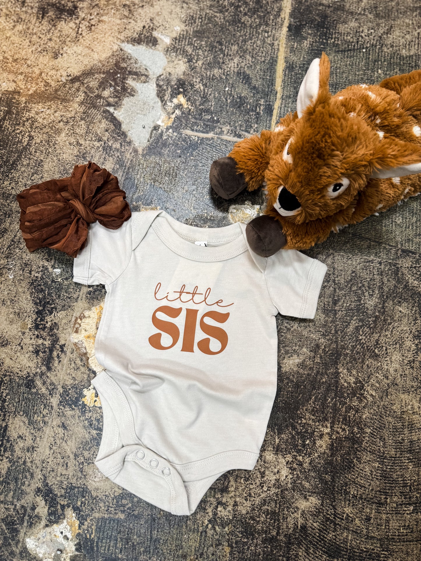 Little Sis Onesie - Heather Dust