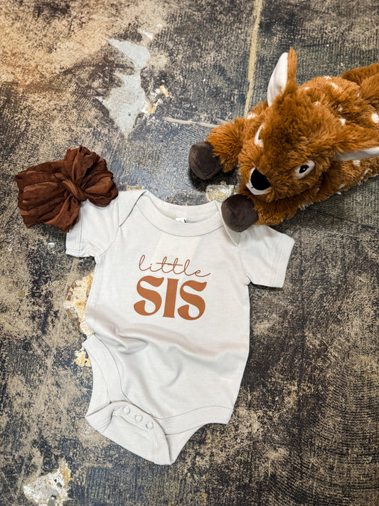 Little Sis Onesie - Heather Dust