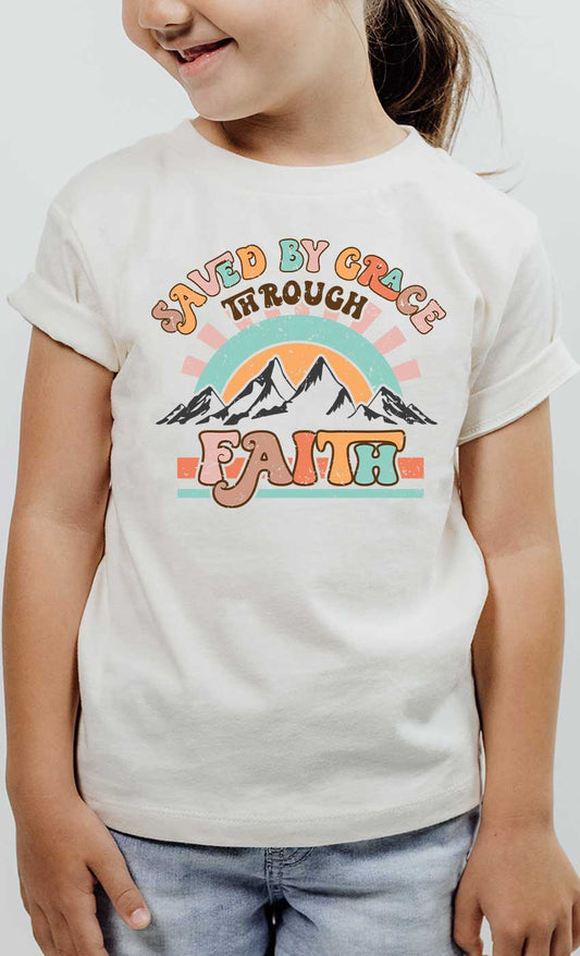 Saved BY Grace Kids Graphic Tee - White