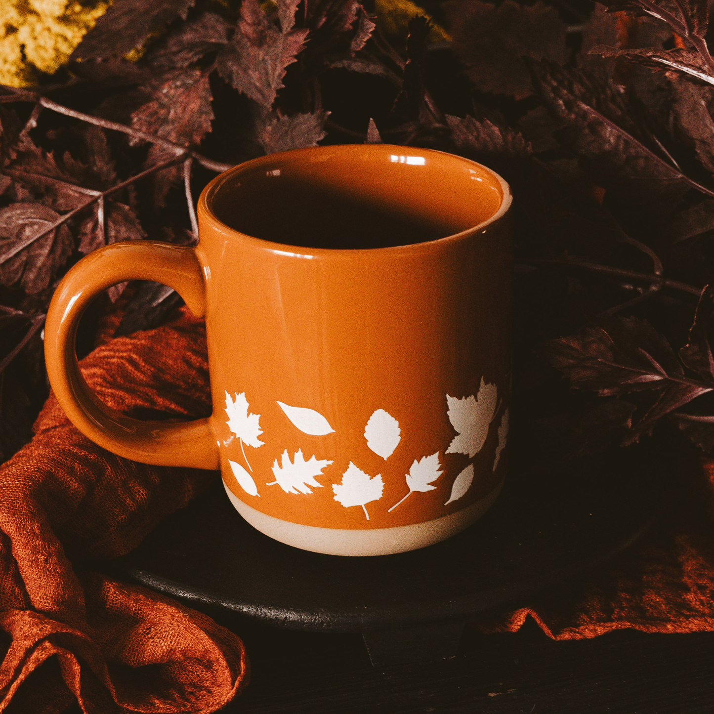 Stoneware Coffee Mug - Fall Leaves