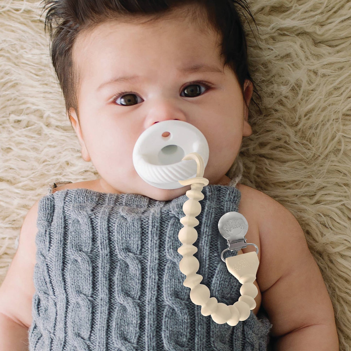 Sweetie Strap™ Silicone Pacifier Clip - Toast