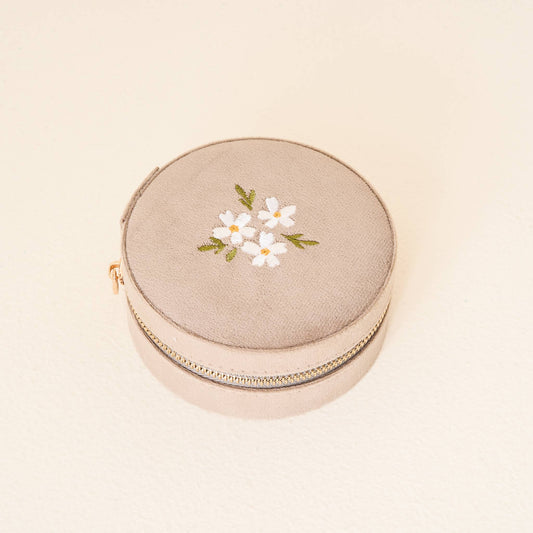 Velvet Jewelry Case - Floral Tan