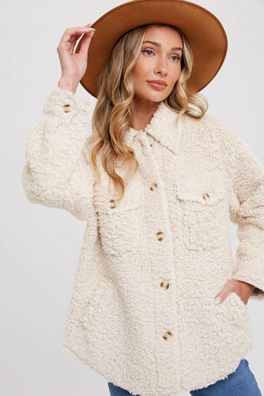 Faux Fur Jacket - Ecru