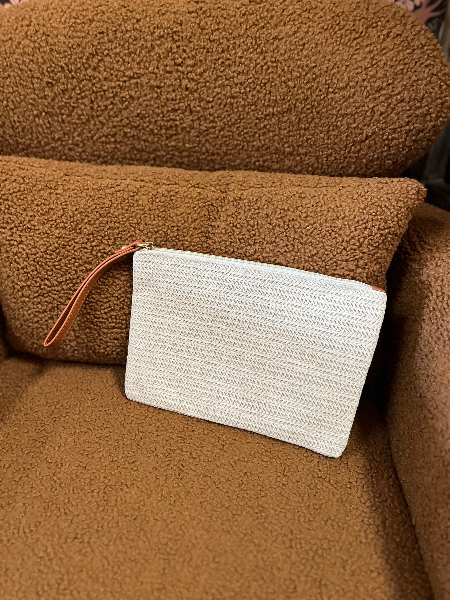 Woven Clutch Bag - Straw