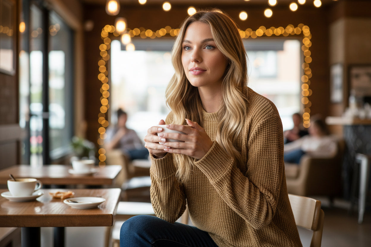 Chenille Waffle Sweater - Camel
