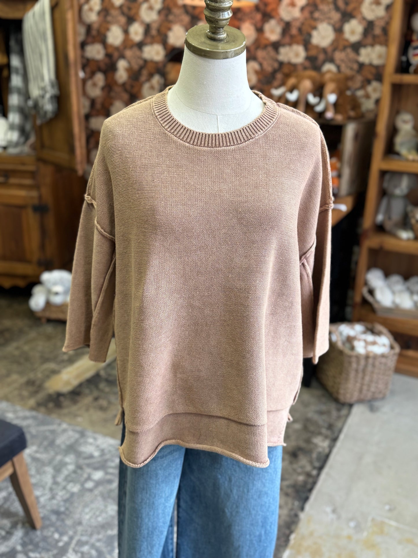 Washed Camel Tone Sweater