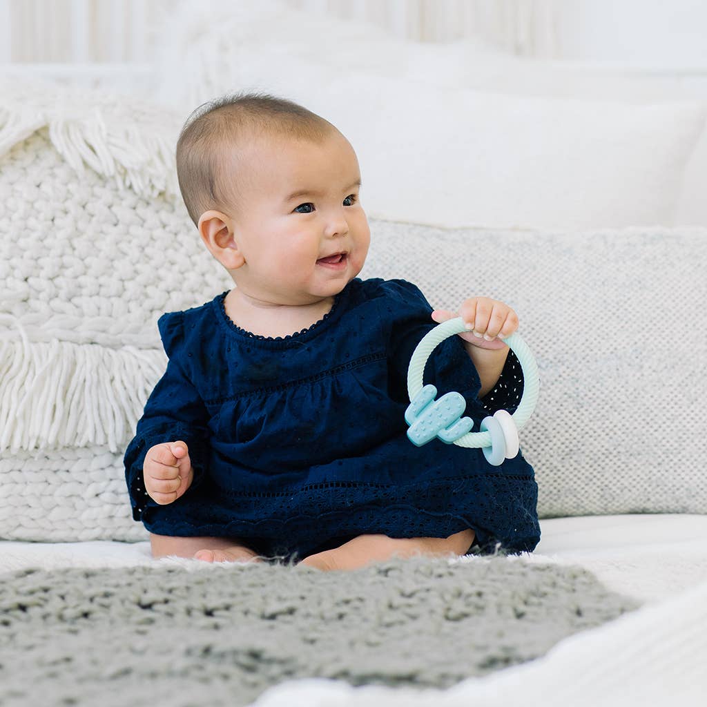 Ritzy Rattle™ Silicone Teether Rattles: Neutral Rainbow