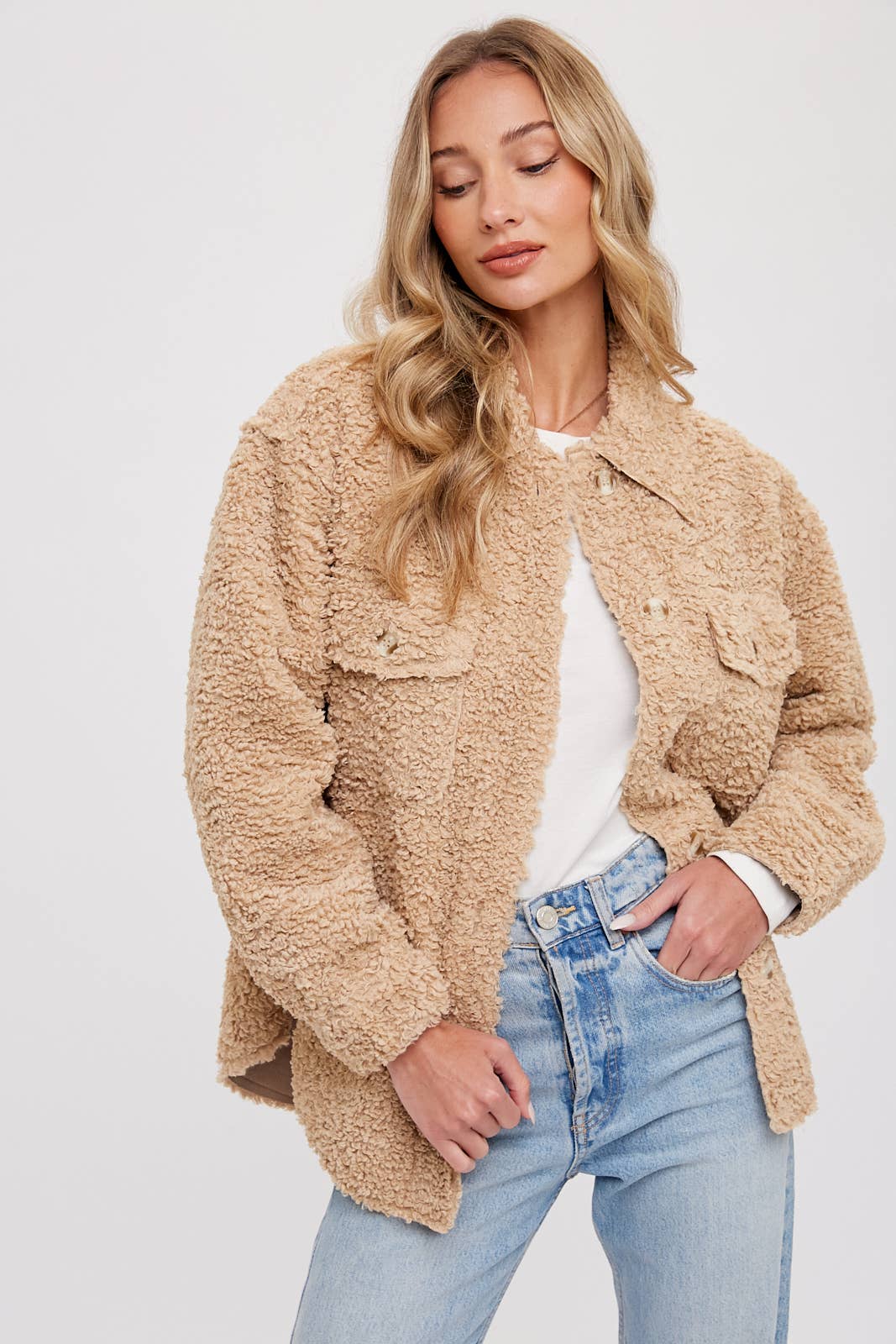 Faux Fur Jacket - Latte