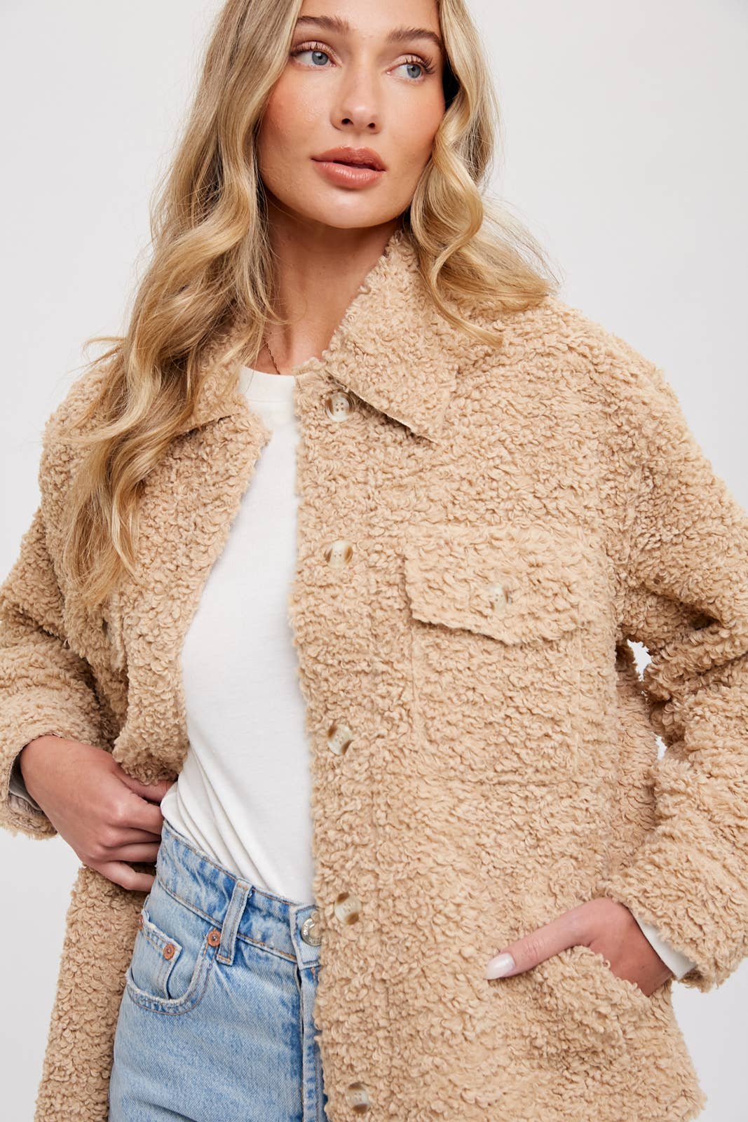 Faux Fur Jacket - Latte