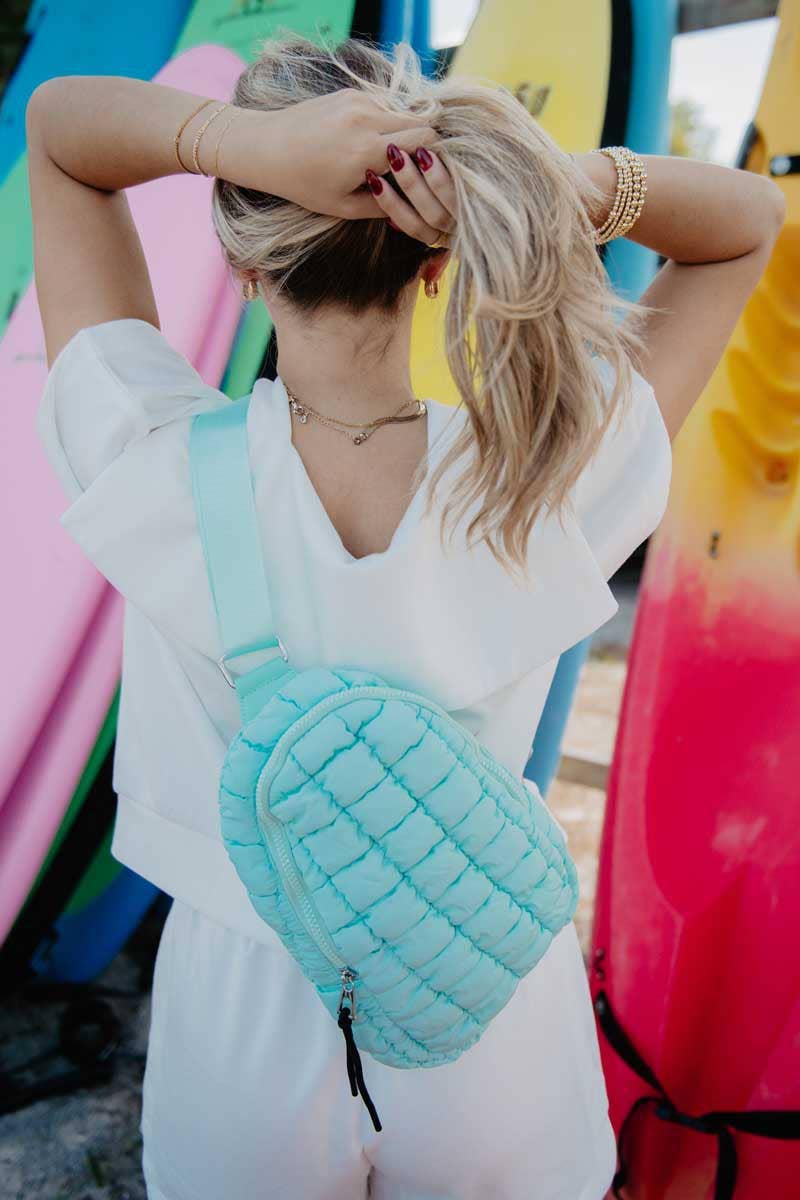 Quilted Sling Crossbody Bag - Mint