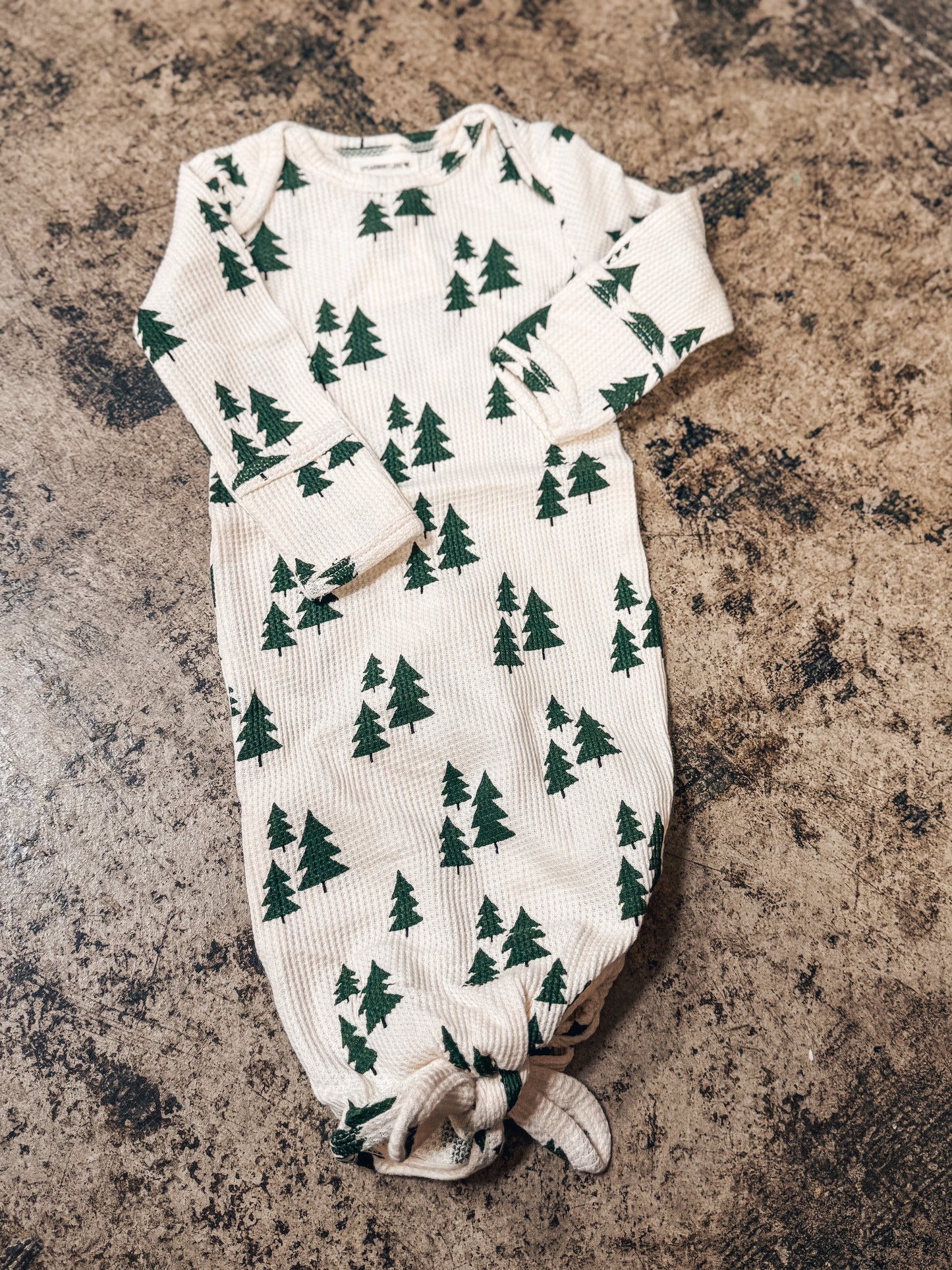 Knotted Organic Waffle Gown - Forest Trees