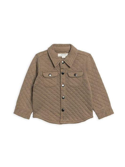 Liam Quilted Jacquard Collared Shirt - Taupe