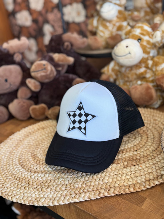 Checkered Star Hat - Black (youth)