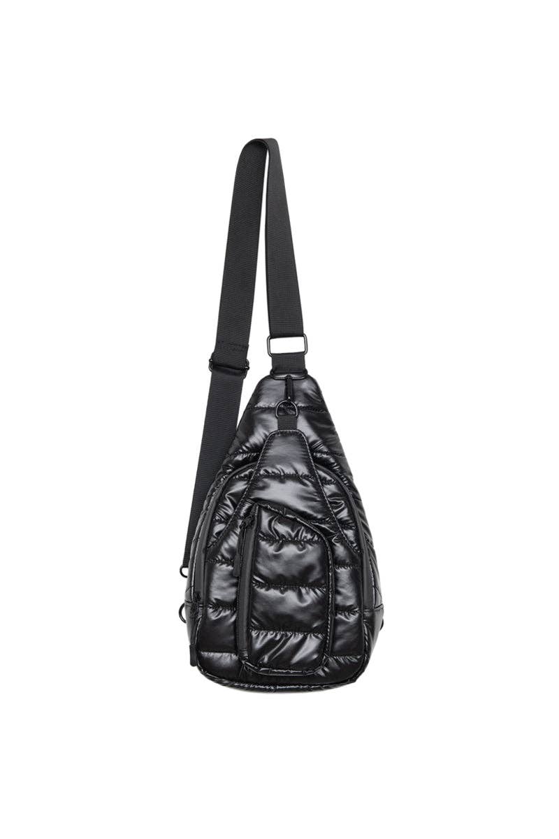 Quilted Sling Bag - Metallic Black