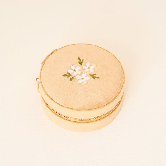 Velvet Jewelry Case - Floral Golden