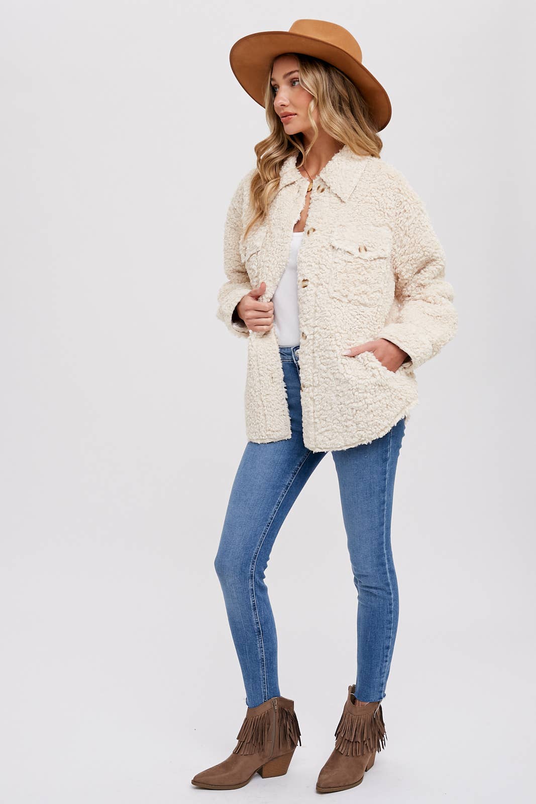 Faux Fur Jacket - Ecru