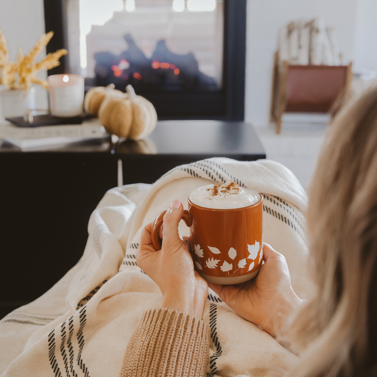 Stoneware Coffee Mug - Fall Leaves