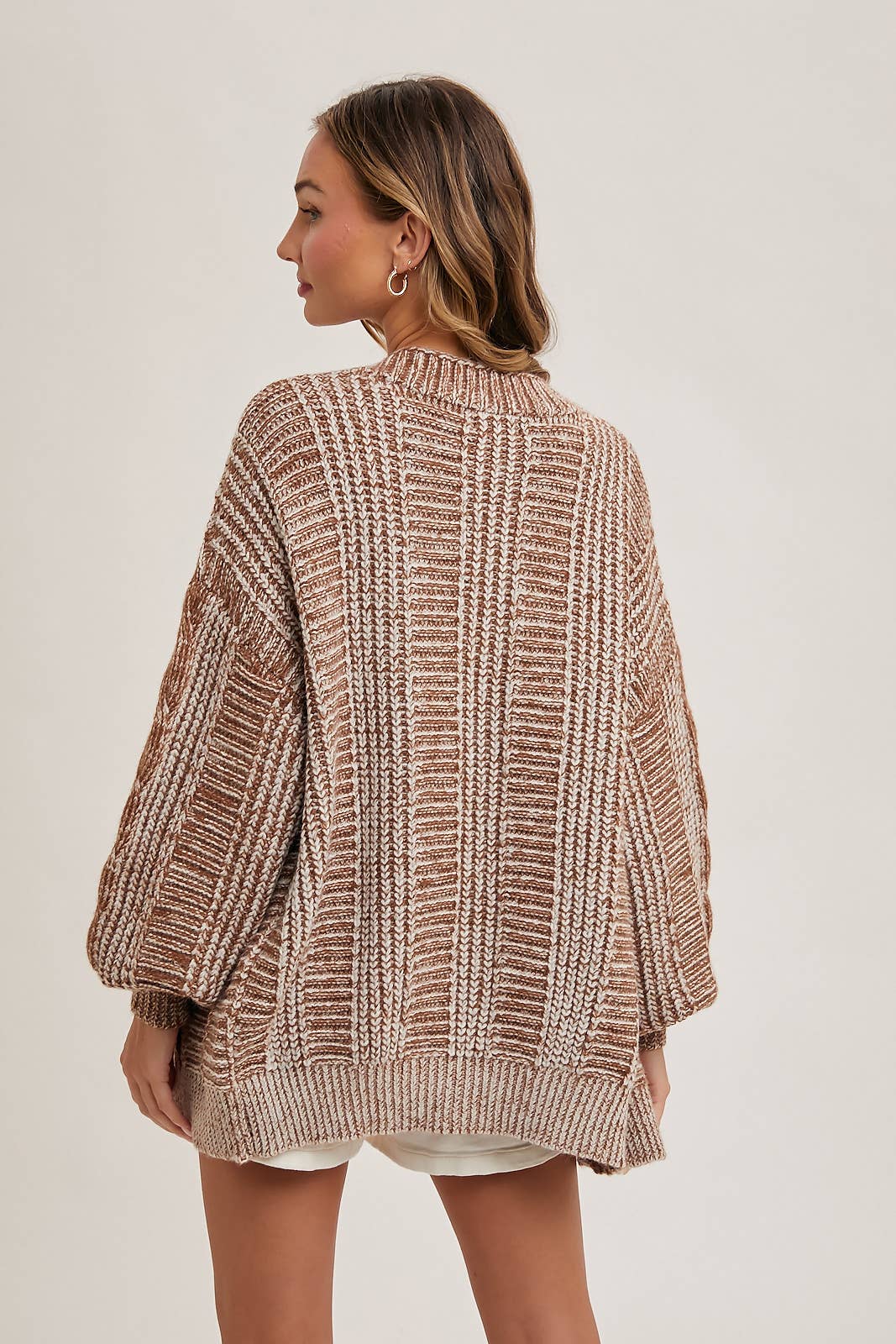 Cable Knit Cardigan - Brown