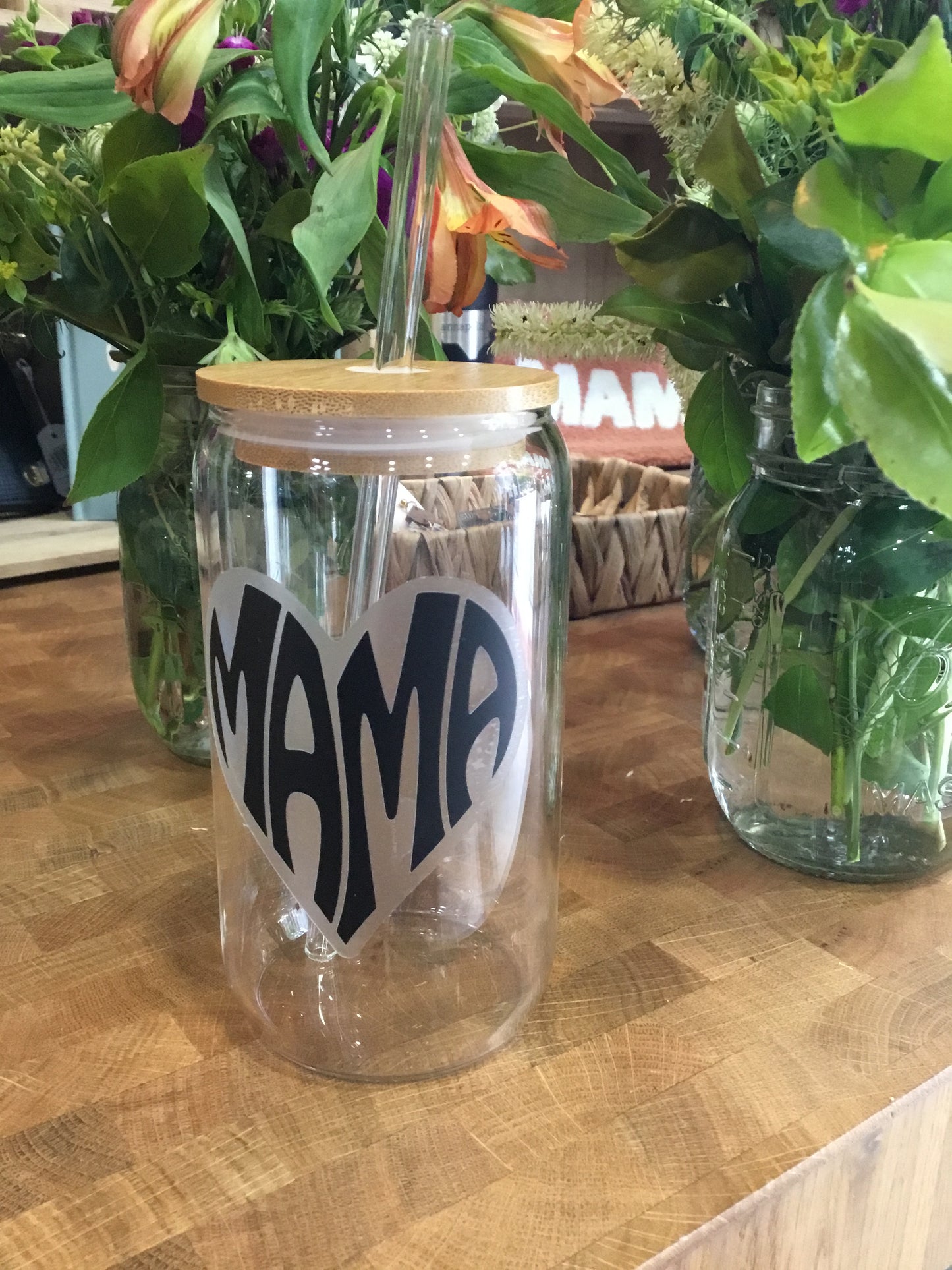 Mama Heart - Glass Tumbler Cup