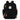 a black backpack with brown straps