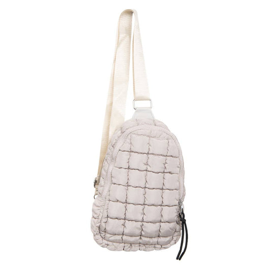 Quilted Sling Crossbody Bag - Sand