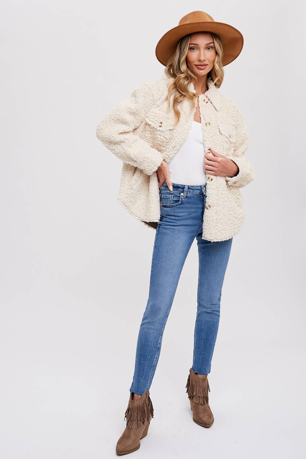 Faux Fur Jacket - Ecru