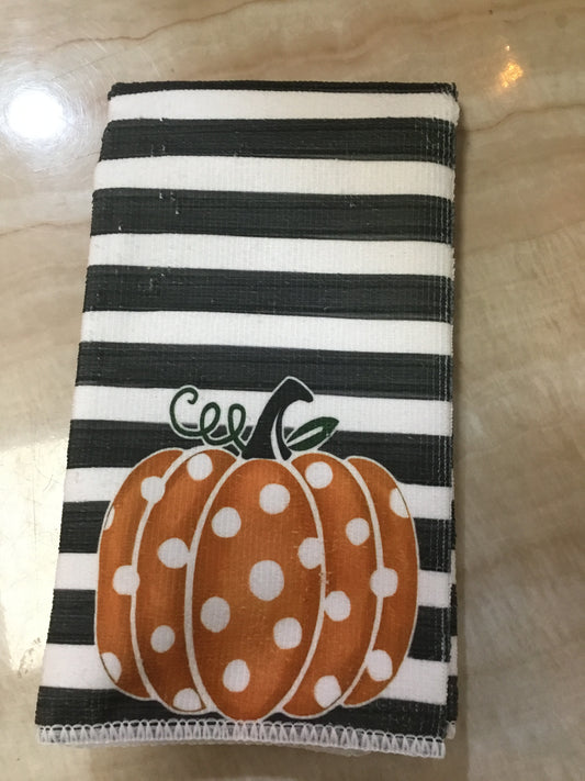 Fall Tea Towel - Striped Pumpkin