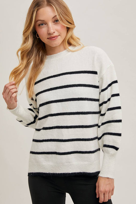 Side Slit Sweater - Striped