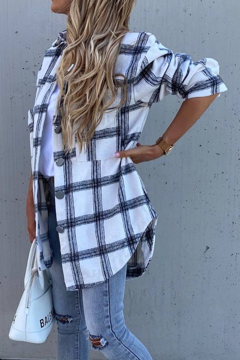 Oversized Buttoned Shacket - Plaid