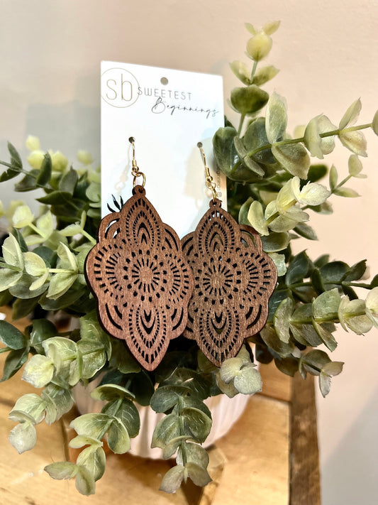 Vintage Carved Earrings - Floral