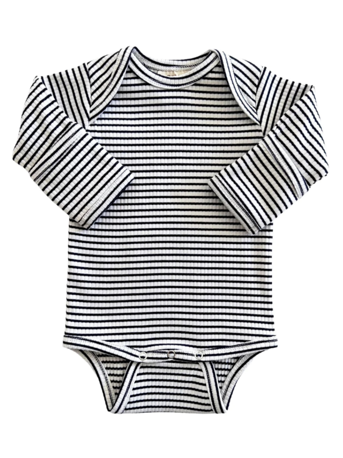 Organic Ribbed Long Sleeve Bodysuit - Black Stripe