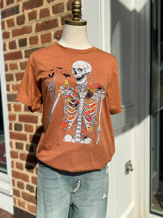 Skeleton Leaf Shirt - Orange