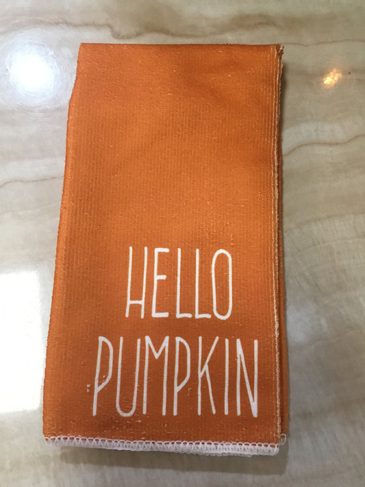 Fall Tea Towel - Orange Hello Pumpkin