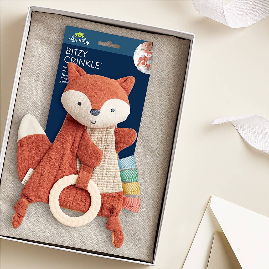 Bitzy Crinkle Sensory Toy with Teether - Fox