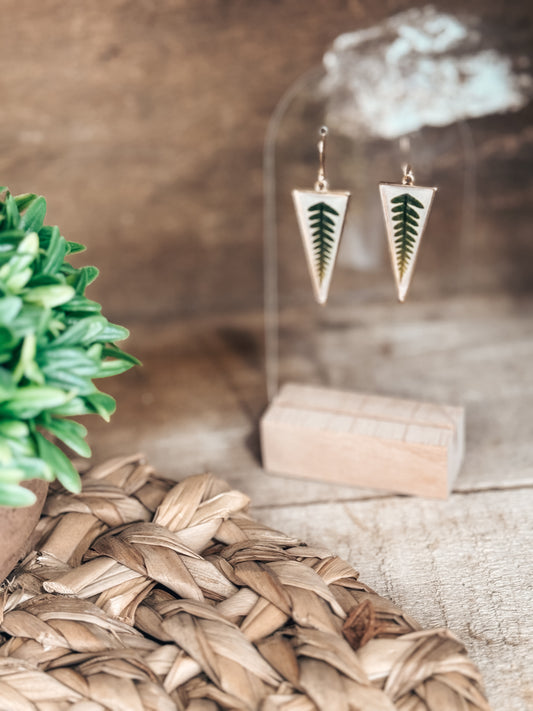 Geometric Earrings - Green Leaf
